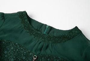 Chiffon Quarters Sleeves Lace A-Line Mini Dress
