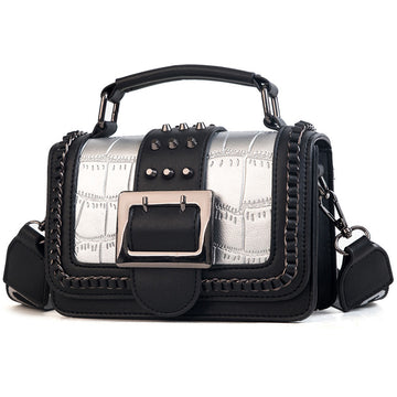 Hip Flap Shape Riveted Top Handle Crossbody Shoulder Bag