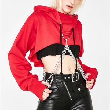 Hip Gothic With Chain Loose Street Wear Hoodie Sweatshirt Verkadi.com