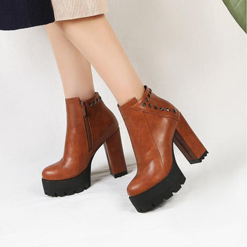 Hip Fashion High Heel Platform Ankle Boots