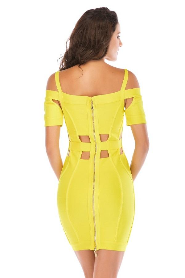 Off Shoulder Short Sleeve Hollow Out Bodycon Mini Dress