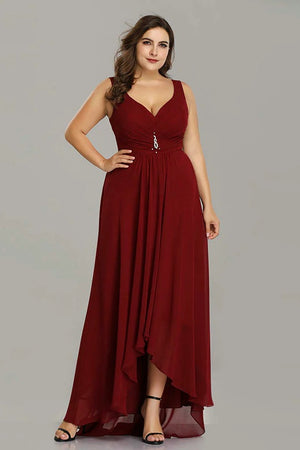 Elegant Plus Size A Line Sleeveless High Low Gown Formal Dress