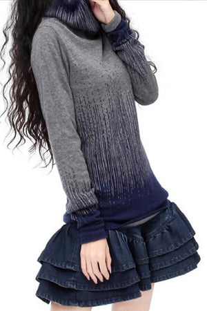 Gradient Vintage Turtleneck Knitted Cashmere Sweaters Pullovers