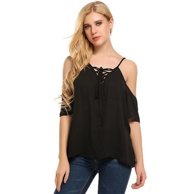 Sexy Casual Lace-Up Spaghetti Strap Blouse Top