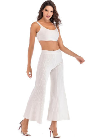 Backless Crop Top & Flare Pants Event Party Dress