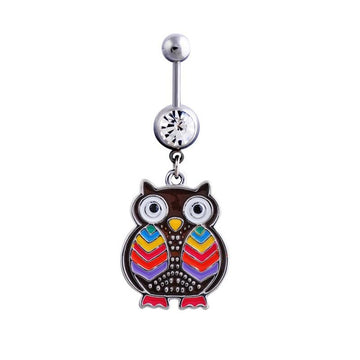 Multicolored Owl Navel Piercing Belly Button Ring Verkadi.com