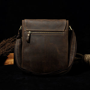 Crazy Horse Genuine Leather Men's Crossbody Bag Messenger Bag