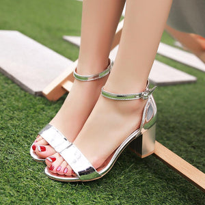 Elegant Square High Heel Ankle Wrap Sandals