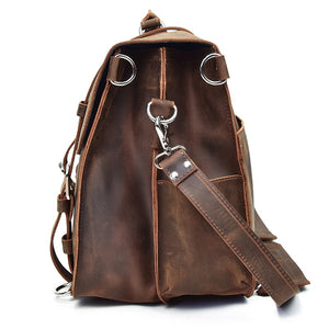 Crazy Horse Genuine Leather Men's Backpack Travel Bag