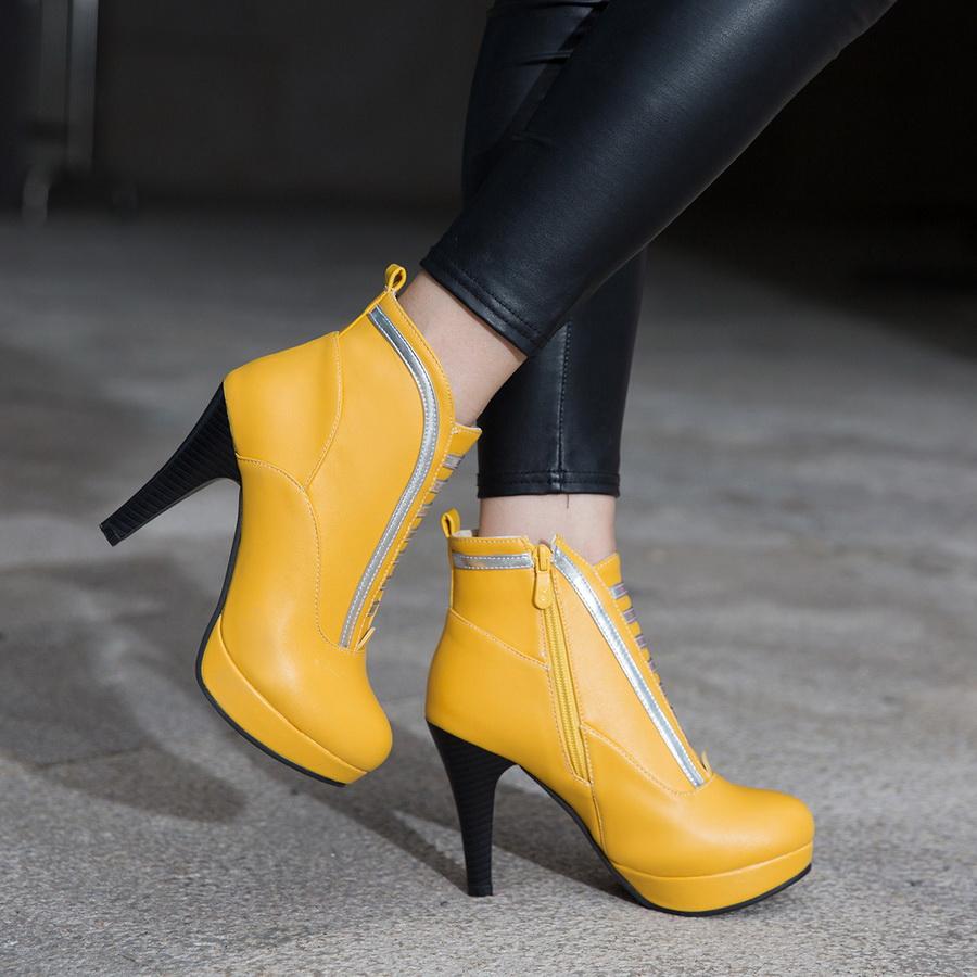 Pointed Toe Zipper High Heels Platform Ankle Boots Verkadi.com