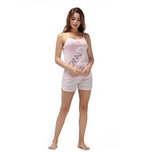 Cotton Sleeveless Strap Sleepwear Pajamas Set Verkadi.com