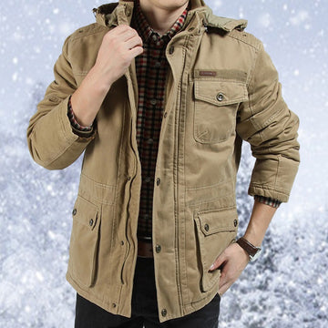 Multi-Pockets Hooded Men Cotton Winter Jacket