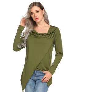 Hot Faux Wrap Asymmetrical Blouse Shirt Top Verkadi.com