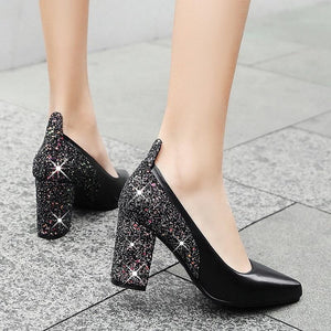 Sexy Bling Design Square High Heels Pumps Sandals