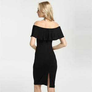 Hot Off Shoulder Ruffle Bodycon Slim Dress Verkadi.com