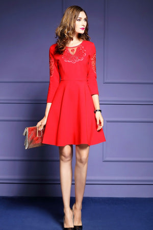 Embroidery Short A-Line Formal Mini Dress