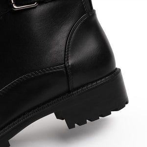 Euro Style Round Toe Back Zip Martin Ankle Boots