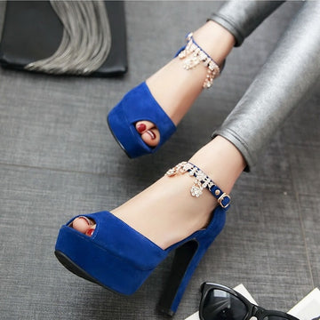 Rhinestones Crystal Peep Toe Women High Heels Sandals
