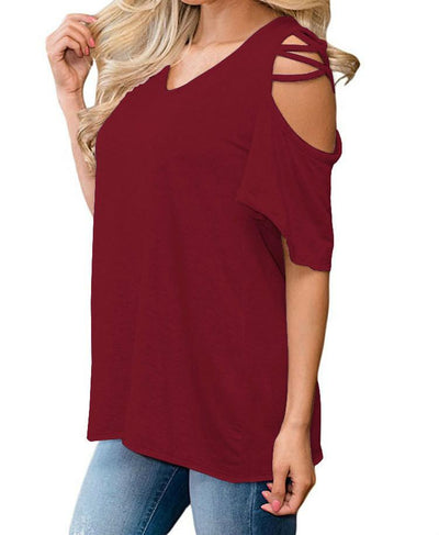 Off-Shoulder Loose Short-Sleeve Top