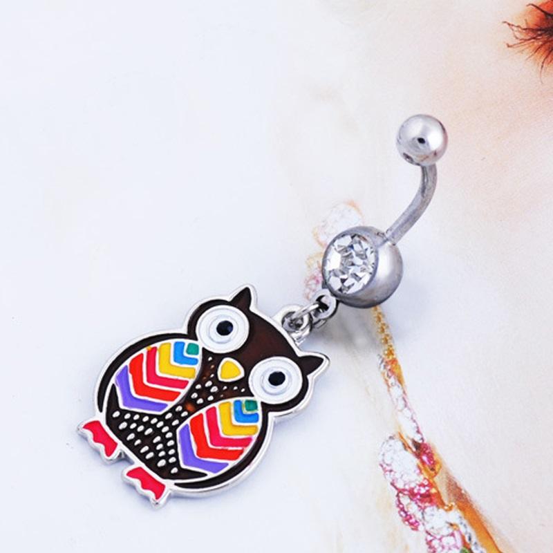 Multicolored Owl Navel Piercing Belly Button Ring Verkadi.com