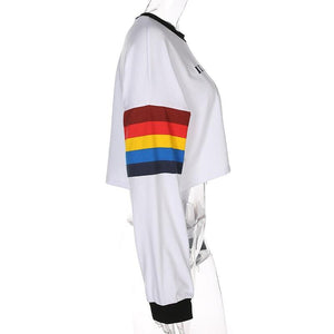Hip Rainbow Crop Top Street Wear Hoodie Sweatshirt Verkadi.com