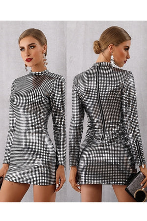 Hot New Glitter Long Sleeves Sequins Club Party Mini Dress