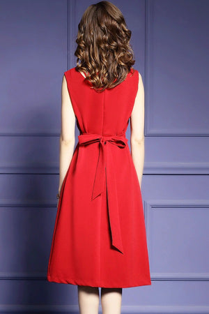 Designer Beading Sleeveless A Line Midi Dress
