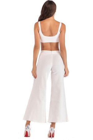 Backless Crop Top & Flare Pants Event Party Dress