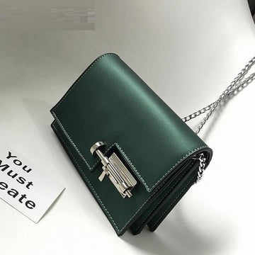 New Fashion Shoulder Chain Elegant Leather Flap Mini Clutch Purse