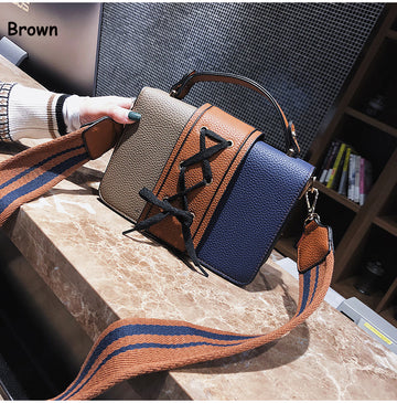 Cool Small Square Knit Hit Color Retro Shoulder Handbag