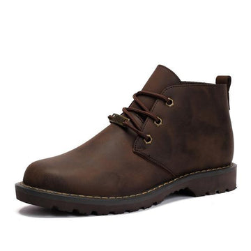 Vintage Style Genuine Leather Water Proof Working Ankle Boots