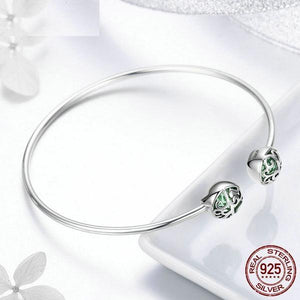 925 Sterling Silver Green Crystal Bangle