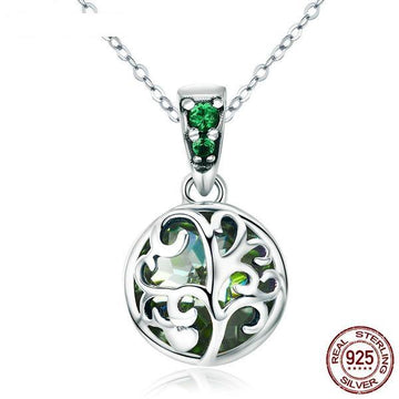 Sterling Silver Green Crystal Pendant Necklace