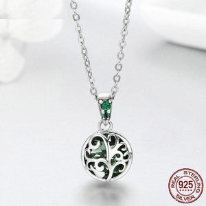 Sterling Silver Green Crystal Pendant Necklace