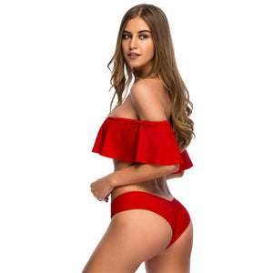 Sexy Padded Ruffled Swimsuit Swimwear Bikini Set