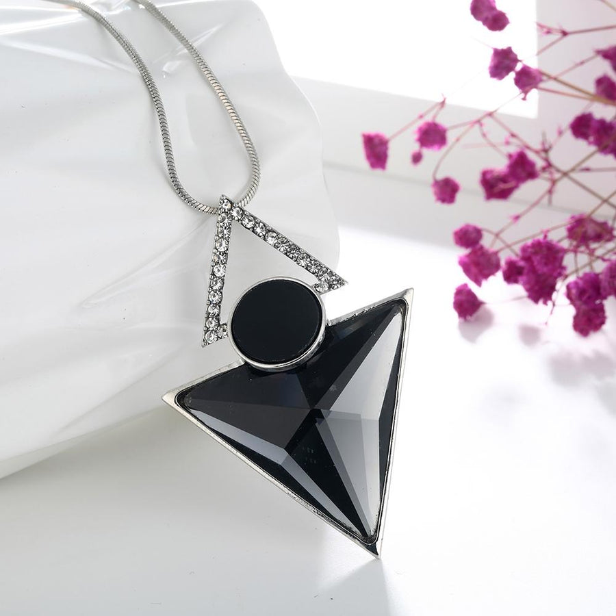 Black Crystal Collier Geometric Pendant Verkadi.com