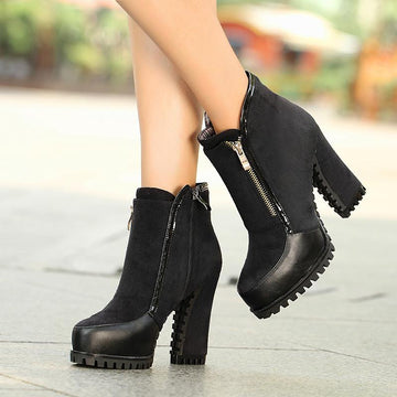 Modern Chunky High Heel Zipper Platform Ankle Boots Verkadi.com