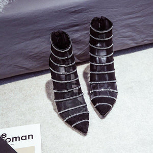Net Pointed Toe High Heels Rhinestone Pump Shoes Verkadi.com
