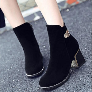 Quality Flock Ankle High Heel Boots Verkadi.com