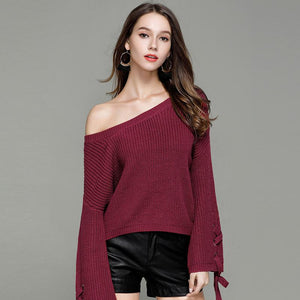 Elegant Sweater Casual Long Flare Sleeve O-neck Pullover Top Verkadi.com