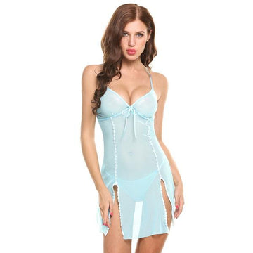Sexy Bud Silk Patchwork Household Nightwear Lingerie Set Verkadi.com