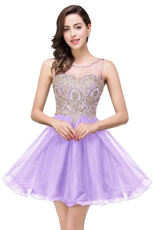 Short Gold Lace Crystal Sheer Tulle Party Prom Dress Verkadi.com