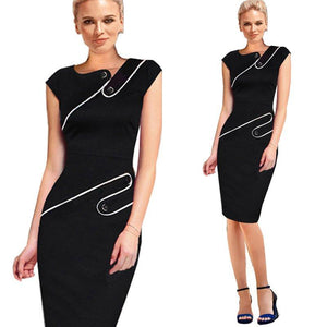 Tunic Sheath Patchwork Line Asymmetrical Work Dress Verkadi.com