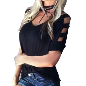 Casual Hallow Top V Neck Half Sleeve Top Blouse verkadi.com