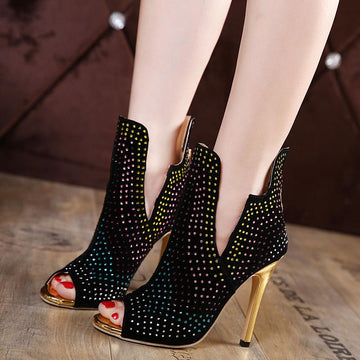 Sexy Open Toe Thin Heels Leather Slip-on Pumps Shoes Verkadi.com