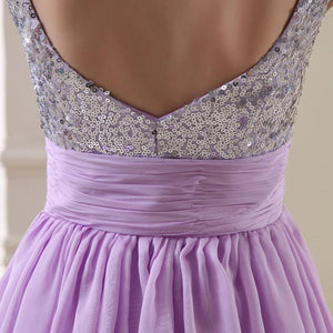 Silver Sequin Bodice Chiffon Prom Party Dress Verkadi.com