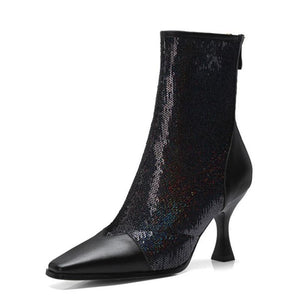 Fashion High Heel Leather Zipper Multi-Color Mid Calf Boots Verkadi.com