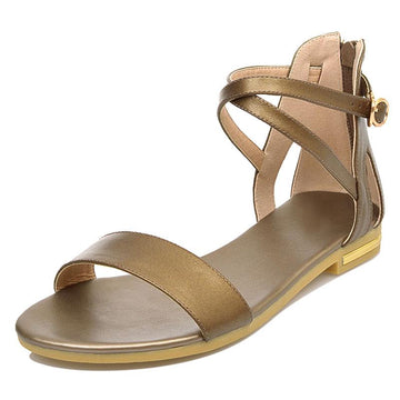 Sweet Solid Cross-Tied Strap Sandals Verkadi.com