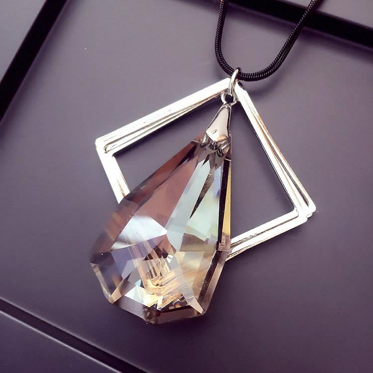 Crystal Drop Trapezoidal Necklace Pendant