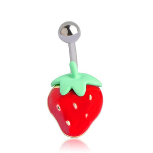 Enamel Strawberry Navel Piercing Belly Button Ring Verkadi.com